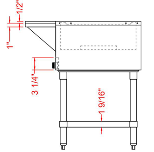Prepline GST48-3O 48" Three Pan Open Well Gas Hot Food Steam Table with Undershelf