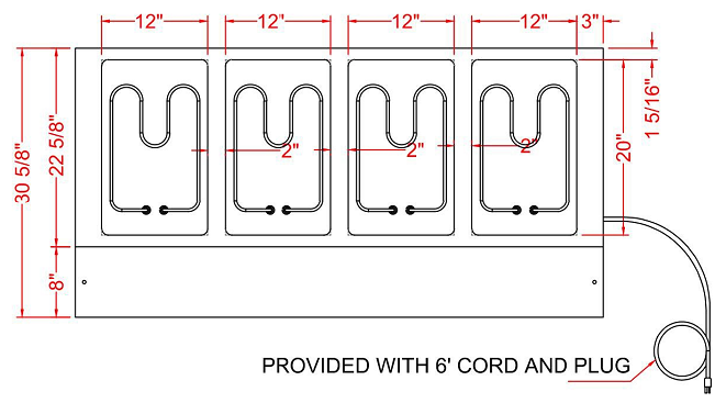 Prepline EST60-4O 60" Four Well Electric Hot Food Steam Table with Undershelf