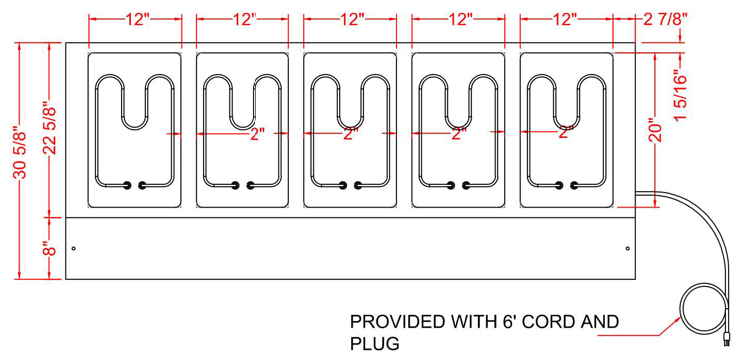 Prepline EST74-5O 74" Five Pan Open Well Electric Hot Food Steam Table with Undershelf, 208/240V, 3700W