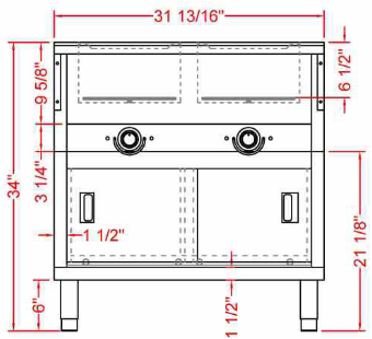 Prepline ESTC30-2O Two Well Electric Hot Food Steam Table with Enclosed Base, 120V, 1000W