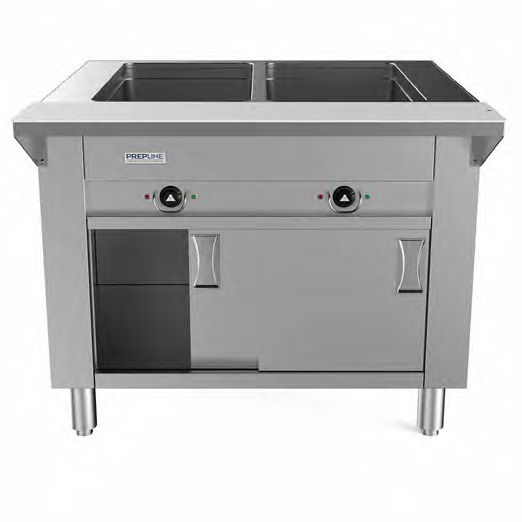 Prepline ESTC30-2S 2" Two Well Electric Hot Food Steam Table with Enclosed Base and Sliding Doors