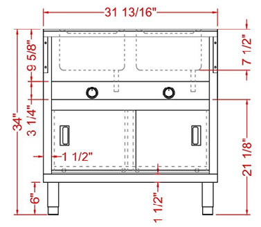 Prepline GSTC30-2S 32" Two Well Gas Hot Food Steam Table with Enclosed Base