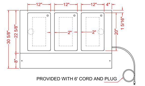 Prepline ESTC48-3S 48" Three Pan Sealed Well Electric Hot Food Steam Table with Enclosed Base and Sliding Doors, 120V, 1500W