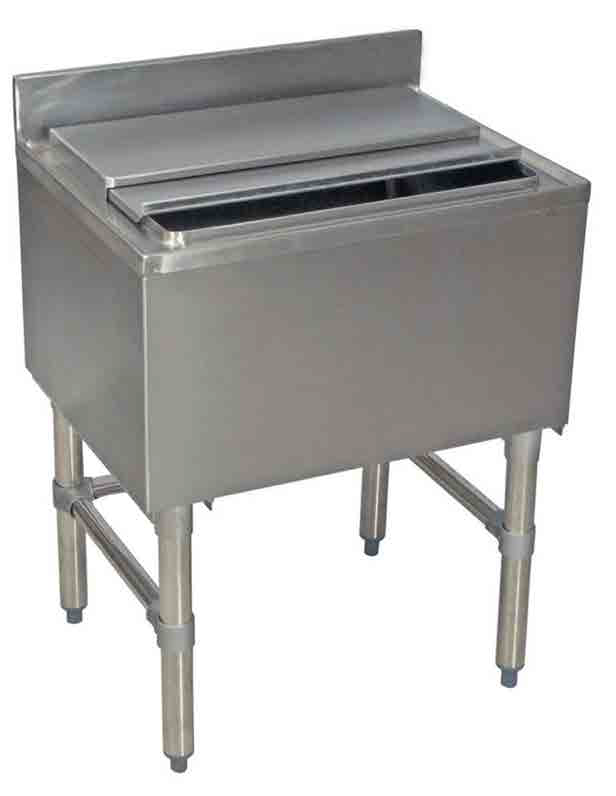 Prepline PIB183612 18" X 36" 119 lb. Stainless Steel Underbar Ice Bin, 12" Bowl Depth