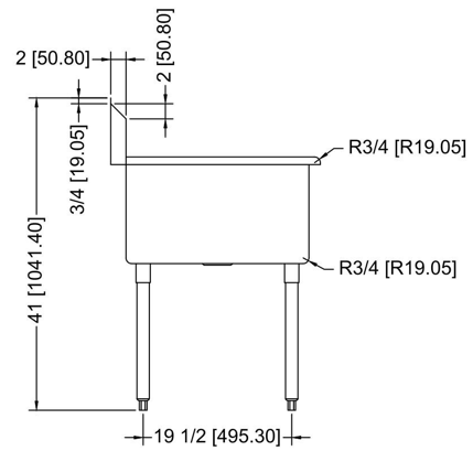 Prepline B1S-2424 27" x 28" One Compartment Sink