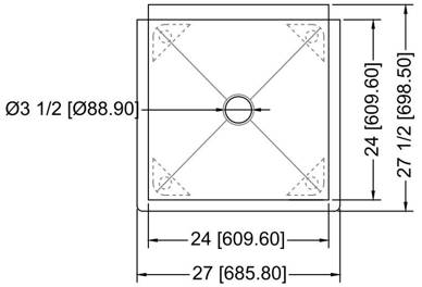 Prepline B1S-2424 27" x 28" One Compartment Sink