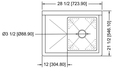 Prepline XS1C - 1416 - L 28" Stainless Steel One Compartment Commercial Sink with Left Drainboard, 14" x 16" Bowl