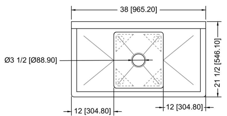 Prepline XS1C - 1416 - LR 38" Stainless Steel One Compartment Commercial Sink with Left and Right Drainboard, 14" x 16" Bowl