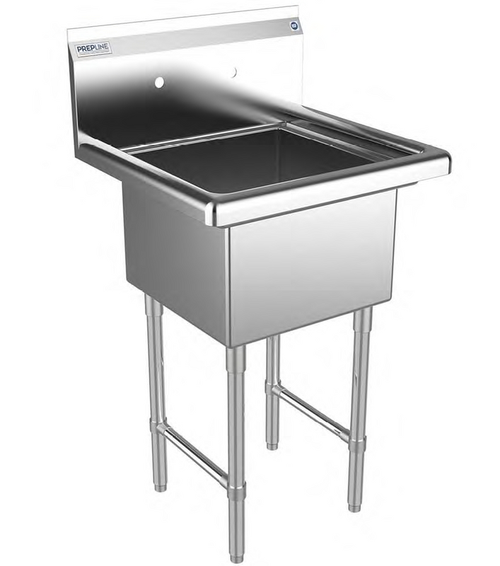 Prepline XS1C-1818 23" Stainless Steel One Compartment Commercial Sink, 18" x 18" Bowl