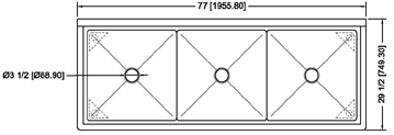Prepline XS3C-2424 77" Stainless Steel Three Compartment Commercial Sink, 24" x 24" Bowls