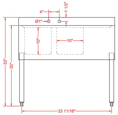 Prepline BAR-2C-R Stainless Steel 2 Bowl Underbar Hand Sink with Faucet and Right Drainboard, 36" x 18"
