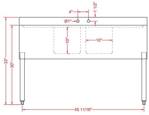 Prepline BAR-2C-LR Stainless Steel 2 Bowl Underbar Hand Sink with Faucet and Two Drainboards, 48" x 18"