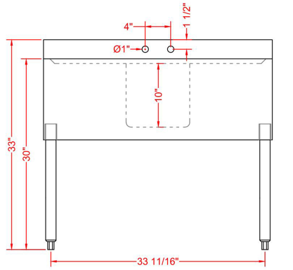 Prepline BAR-1C-LR Stainless Steel 1 Bowl Underbar Hand Sink with Faucet and Two Drainboards, 36" x 18"