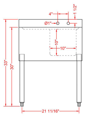 Prepline BAR-1C-L Stainless Steel 1 Bowl Underbar Hand Sink with Faucet and Left Drainboard, 24" x 18"