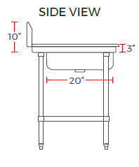 Prepline PSDT-36L 30"D x 36"L Left Side Soiled Dishtable with Pre-Rinse Bowl, NSF Listed