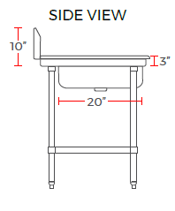 Prepline PSDT-48L 30"D x 48"L Left Side Soiled Dishtable with Pre-Rinse Bowl, NSF Listed