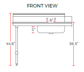 Prepline PSDT-48R 30"D x 48"L Right Side Soiled Dishtable with Pre-Rinse Bowl, NSF Listed