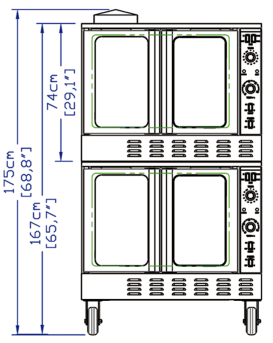 Standard Range SR-COG-DBL Gas Convection Oven, 6 burners, 108K BTU, Double Deck,  Full Size, NG with LP Conversion Included