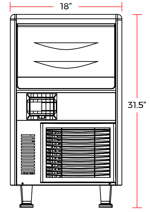 Coldline ICE80 18" 80 lb. Undercounter Ice Machine with Bin, Air Cooled, Half Cube