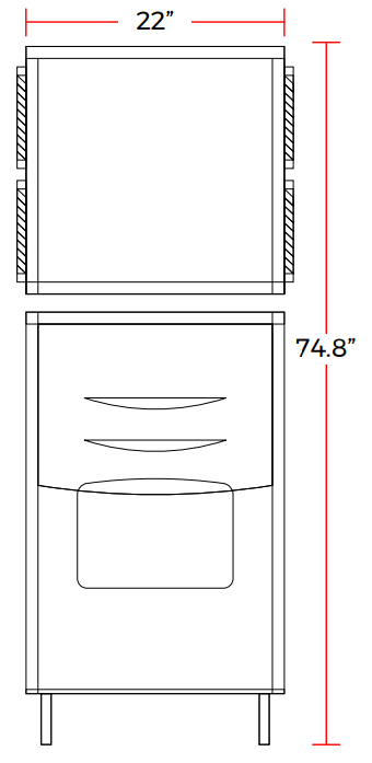 Coldline NU550 22" 550 lb. Modular Ice Machine, Air Cooled Nugget Cube with 275 lb. Ice Bin