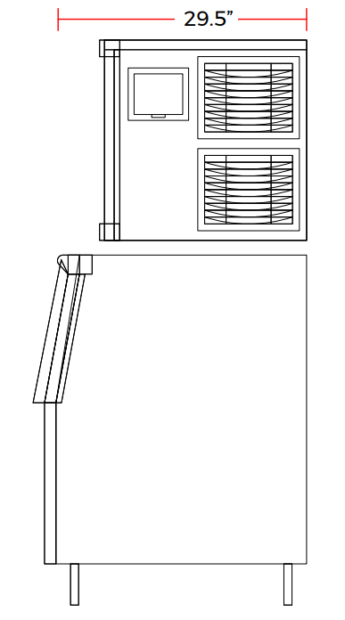 Coldline NU550 22" 550 lb. Modular Ice Machine, Air Cooled Nugget Cube with 275 lb. Ice Bin