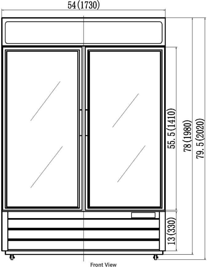 Valpro VP2F-48HC Two Swing Glass Door 48 cu. ft. Freezer