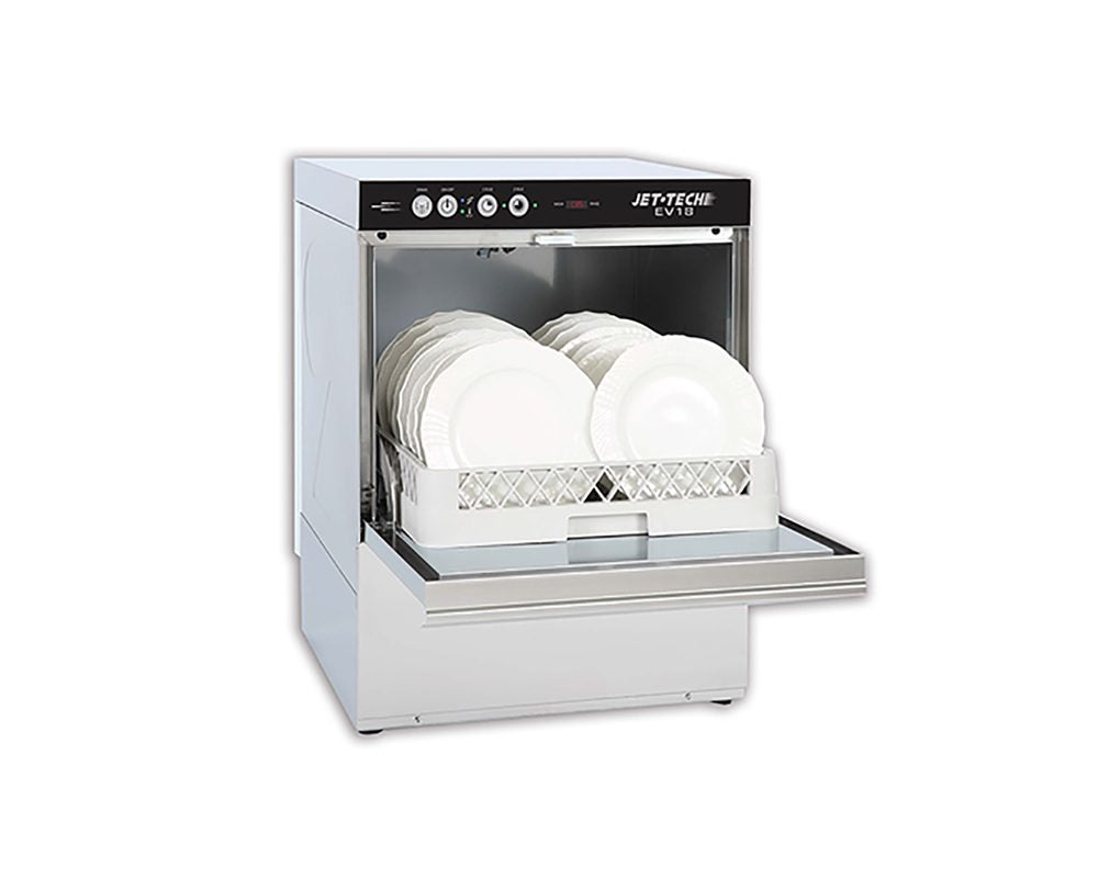 Jet-Tech EV18 High-Temp Undercounter Dishwasher, 60 Racks Per Hour