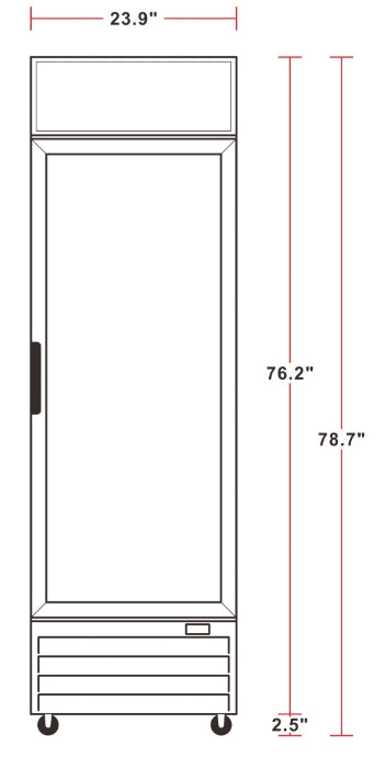 Unity U-GM1 24" Glass Door Merchandiser Refrigerator with LED Lighting, White, 78" Height