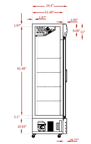 Unity U-GM1 24" Glass Door Merchandiser Refrigerator with LED Lighting, White, 78" Height