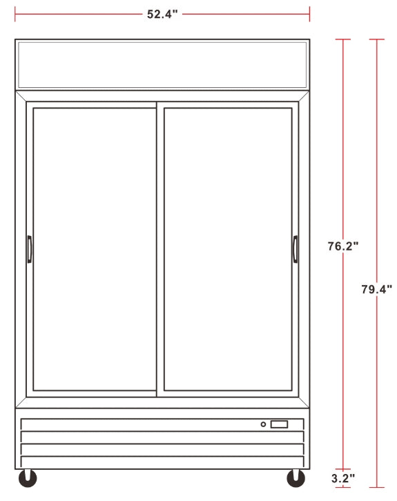 Unity U-GM2-S 52" Two Sliding Glass Door Merchandiser Refrigerator with LED Lighting, White, 79" Height