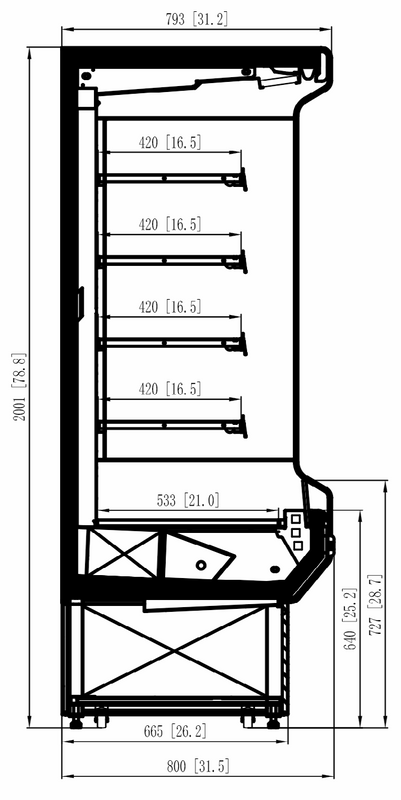 Coldline SOCD-51-B 51" Open Air Refrigerated Display Merchandiser, 110V, Black, 31.5" Deep