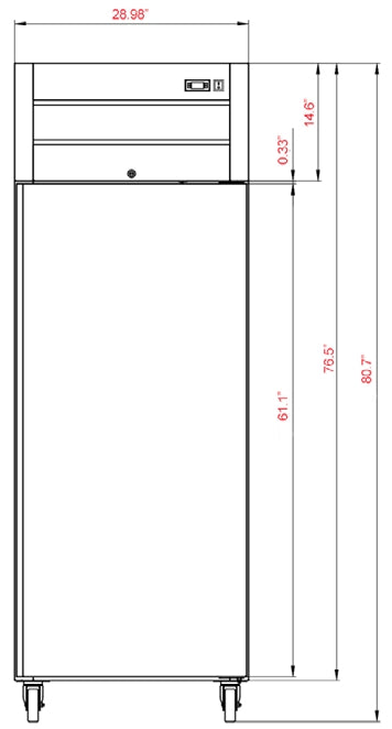 Coldline C-1RR-TM 29" Reach-In Refrigerator, Top Mount, Stainless Steel Interior & Exterior, 21.68 Cu. Ft.