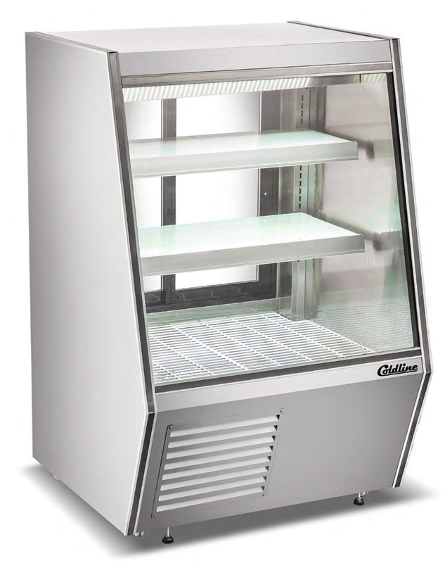 Coldline HDL-36 36" Refrigerated Raw Meat Deli Case with Rear Storage, Slanted Glass