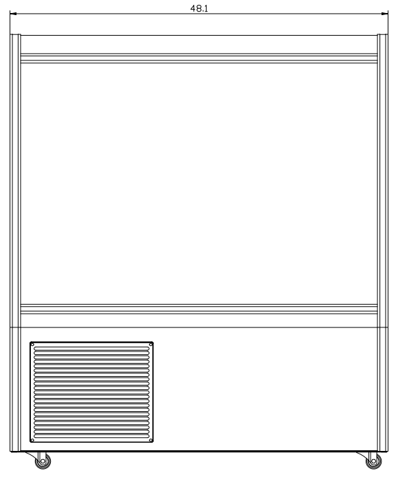 Coldline HDL-48 48" Refrigerated Raw Meat Deli Case with Rear Storage, Slanted Glass