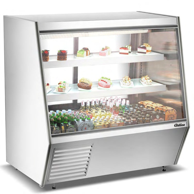 Coldline HDL-60 60" Refrigerated Raw Meat Deli Case with Rear Storage, Slanted Glass