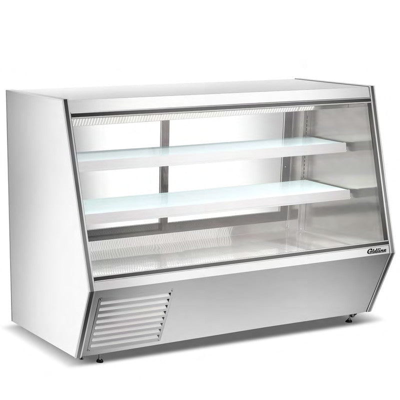 Coldline HDL-84 84" Refrigerated Raw Meat Deli Case with Rear Storage, Slanted Glass