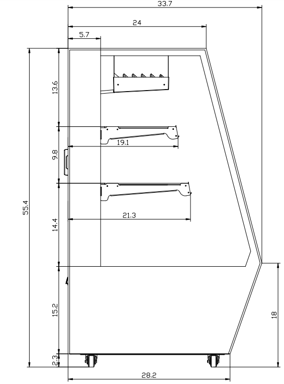 Coldline HDL-84 84" Refrigerated Raw Meat Deli Case with Rear Storage, Slanted Glass