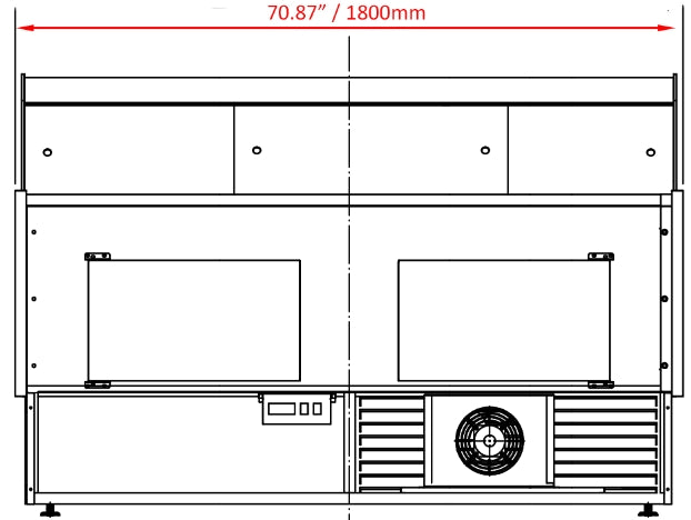 Coldline SDC72 72" Refrigerated Raw Meat Deli Case with Rear Storage, Curved Glass