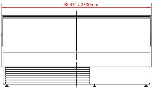 Coldline SDC98 98" Refrigerated Meat Deli Case with Rear Storage, Curved Glass
