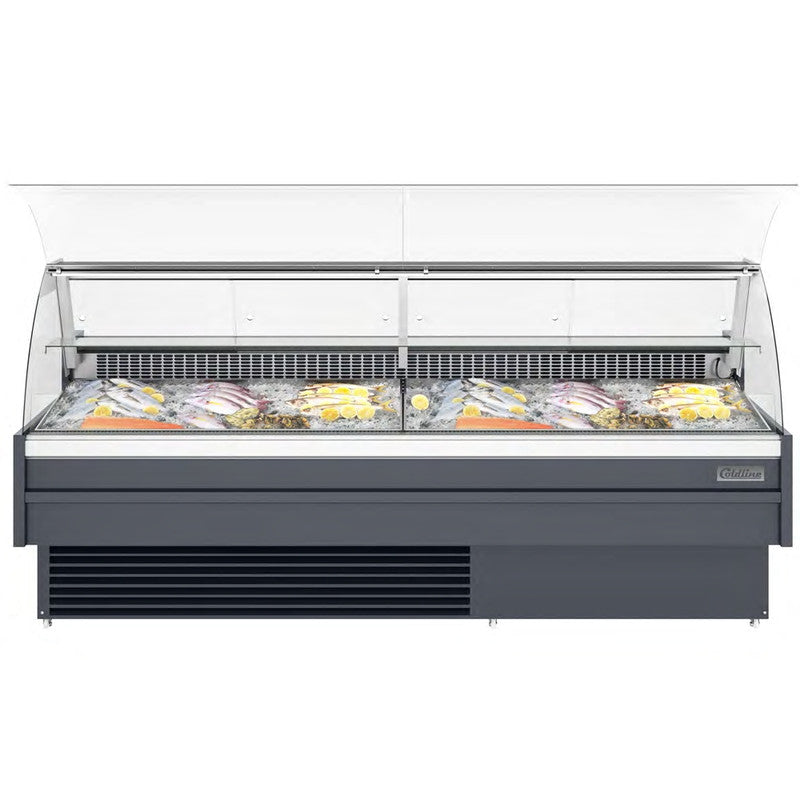 Coldline SDC98-F 98” Refrigerated Fish Display Case with Ice Bin and ...