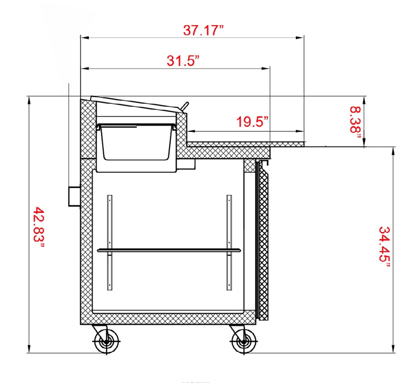 Coldline CPT-44 44” Refrigerated Pizza Prep Table with Cutting Board, 5 Pans Included