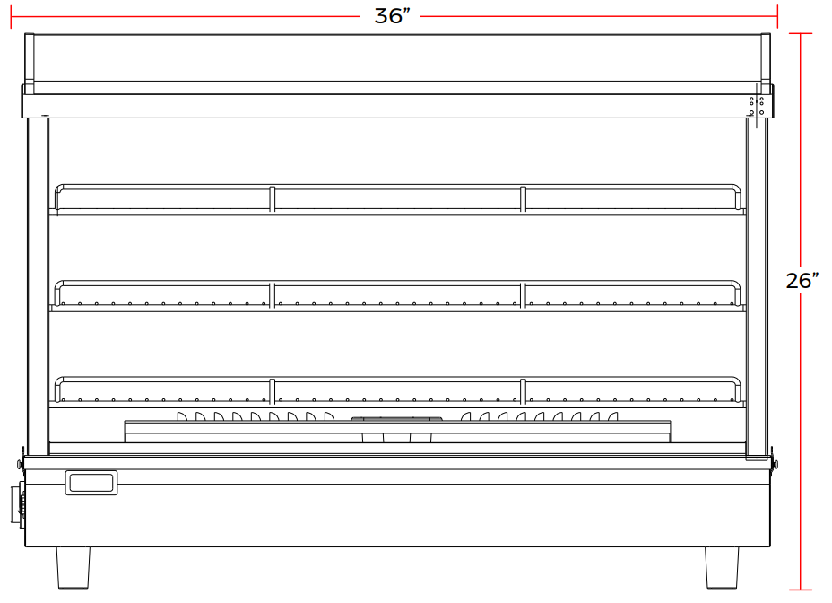 Marchia MHCC136 36" Heated Dual Access Countertop Display, Front & Rear Access, Stainless Steel