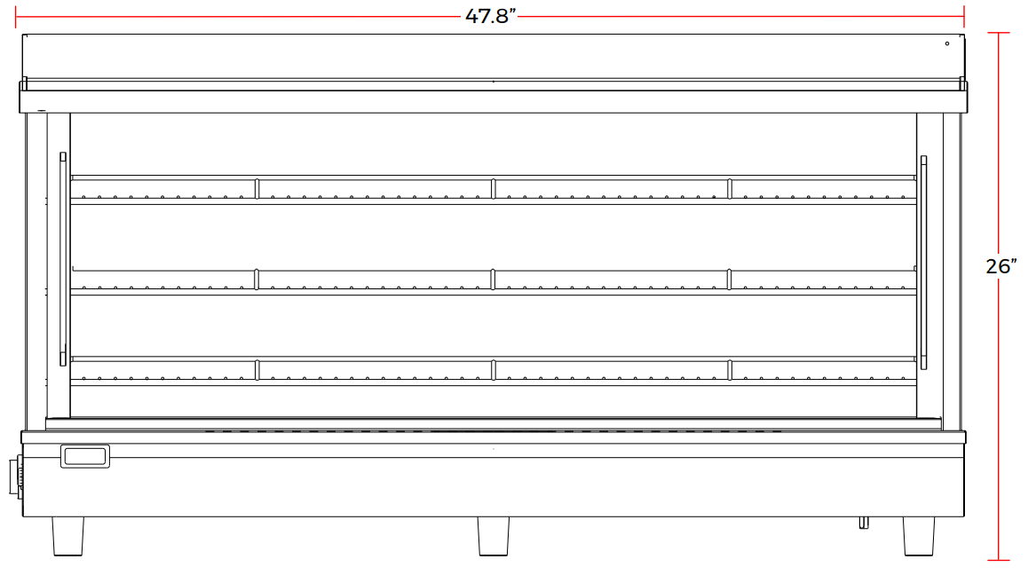 Marchia MHCC186 48" Heated Dual Access Countertop Display, Front & Rear Access, Stainless Steel