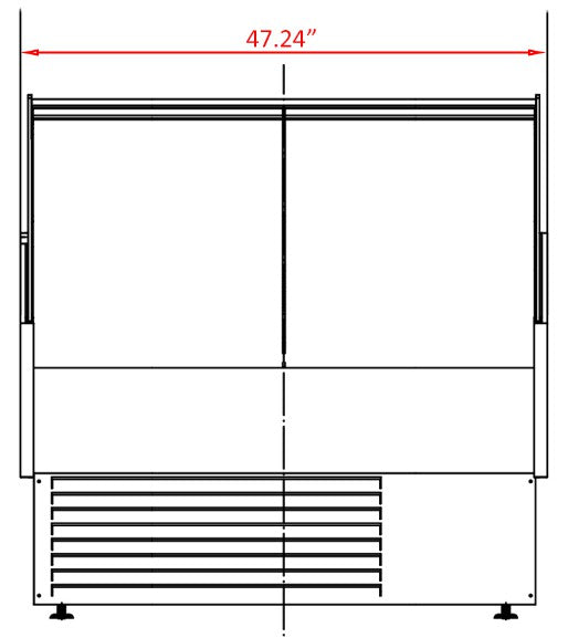 Coldline SDC48 48" Refrigerated Raw Meat Deli Case with Rear Storage, Curved Glass