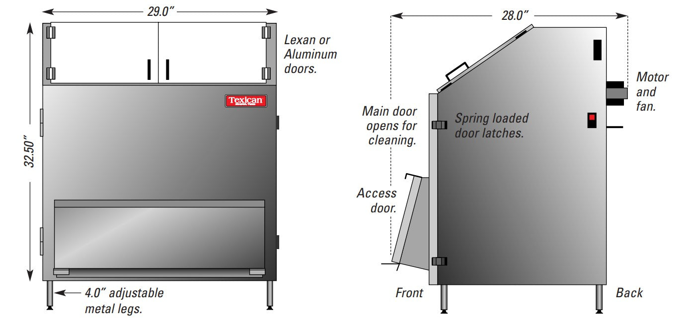 Texican Specialty Products TCD1 El Primo 44 Gallon Capacity Chip Warmer with Thermostatic Temperature Control