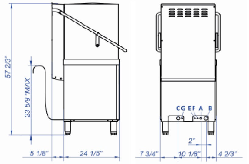 Fagor COP-174W Evo Concept+ High Temp Hood Type Glasswasher, 60 Rack Hourly Capacity