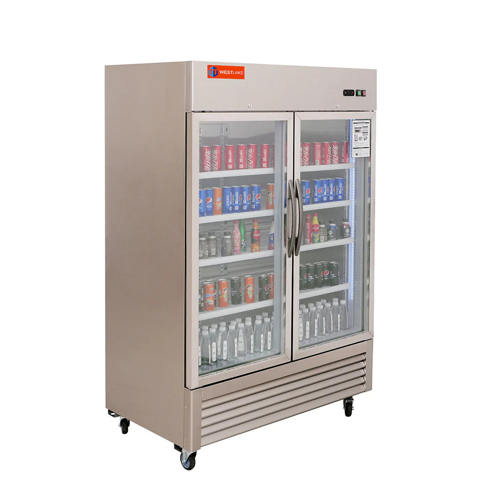 Westlake WKR-49BG Glass Door 49 Cu.ft Stainless Steel Reach-in Upright Refrigerator