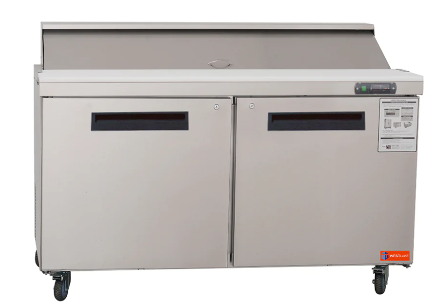 Westlake WKSR-60B 60" Double Door Mega Top Sandwich Prep Table Refrigerator, Stainless Steel