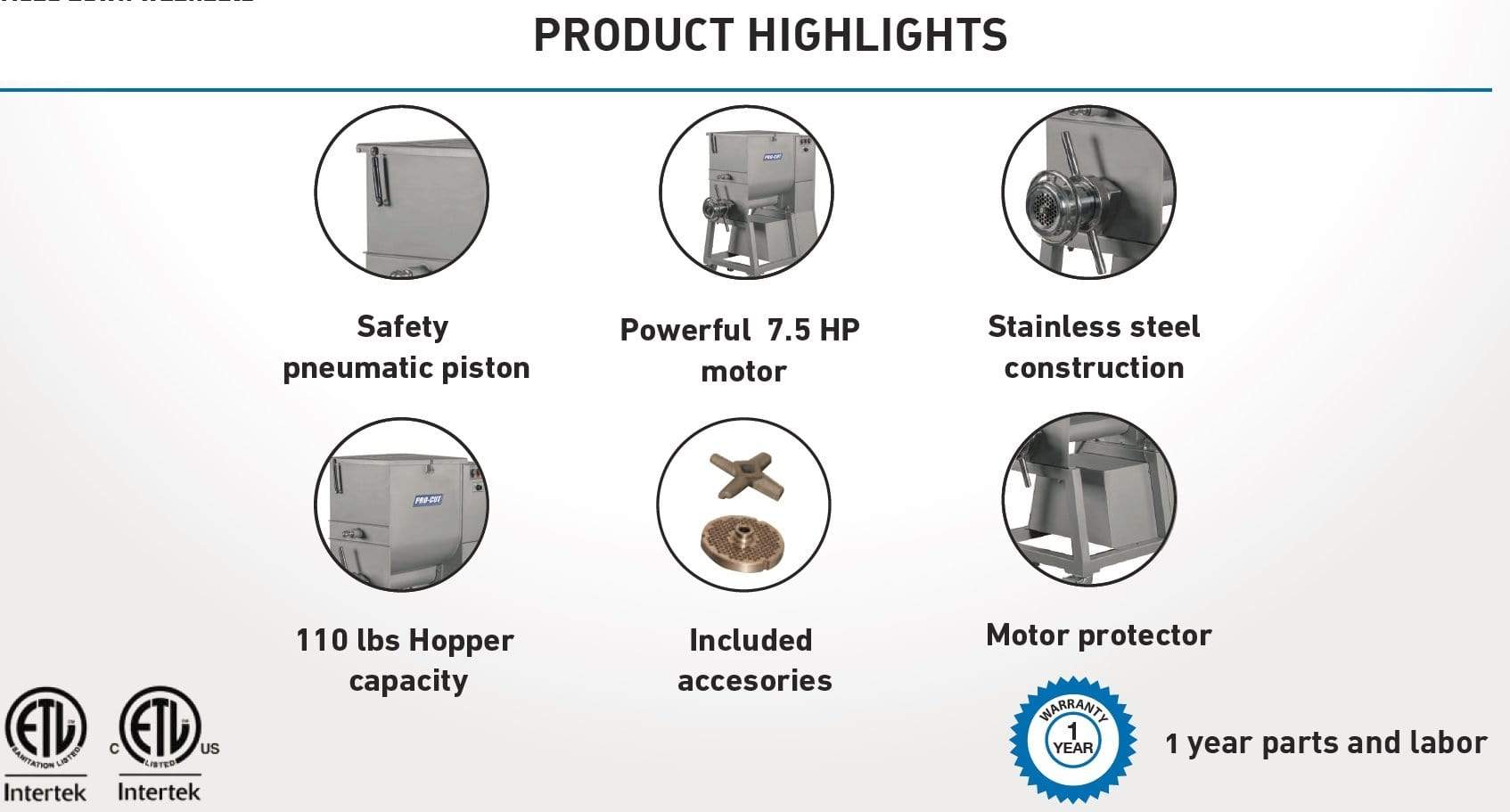 Pro-Cut KMG-32 Mixer Grinder, 7.5 HP, 220V, 3 Phase