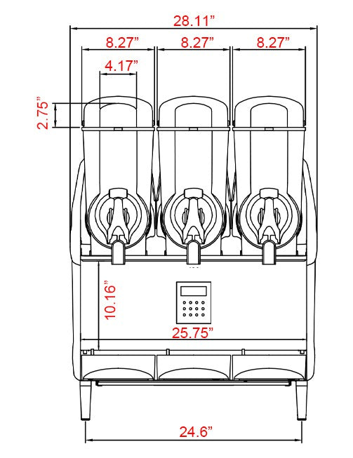 Coldline GRANITA-3X Triple 3 Bowl Pourover Granita Slush Machine, 9.6 Gallon